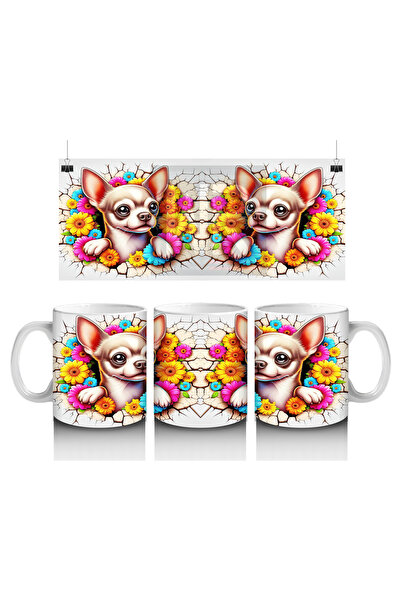 Luluyen نمط تشيهواهوا مزين بالزهور الملونة - كوب قهوة مطبوع