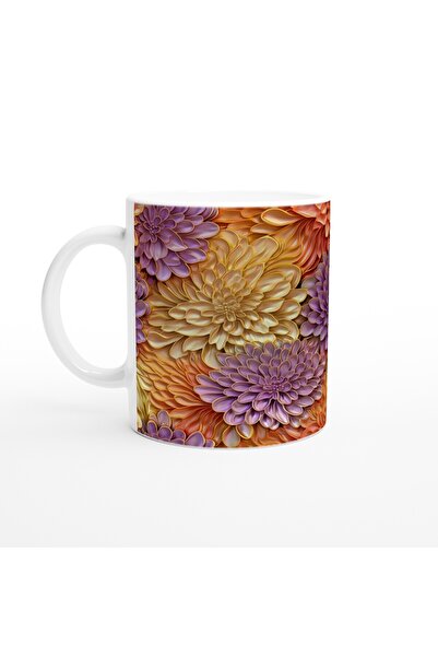 Luluyen كوب زهور أرجواني وبرتقالي مع إطار ذهبي