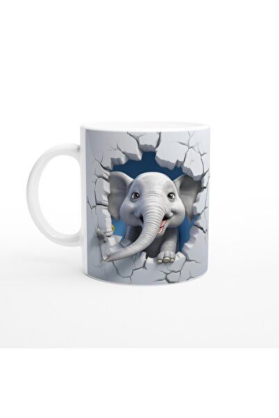 Luluyen كوب مطبوع عليه فيل مرح يثقب الجدار