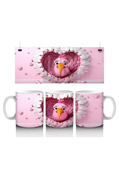 Luluyen Cheerful Bird in the Heart Mug Cup That Makes Children Love Milk