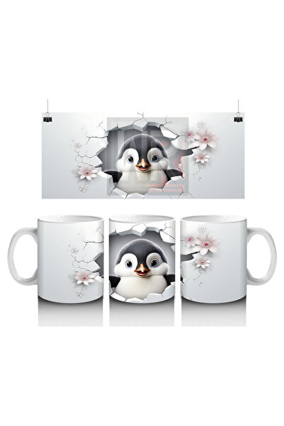 Luluyen Cute Penguin with Sakura Flowers – Printed Coffee Mug