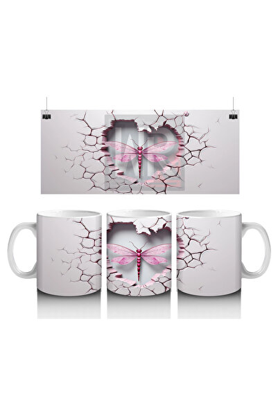 Luluyen الخنفساء ذات الأجنحة الوردية على أرضية متشققة – كوب قهوة مطبوع