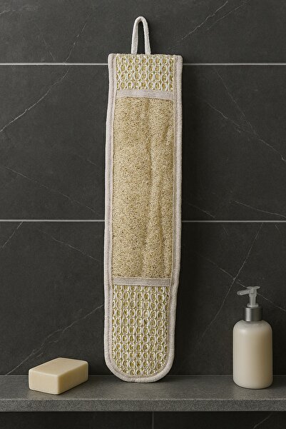 Pamira Drawstring Back Natural Pumpkin Fiber Bath Face and Body Scrub, Turkis...