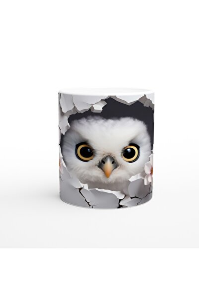 Luluyen Owl Watching Us Amongst Pink Flowers Printed Mug