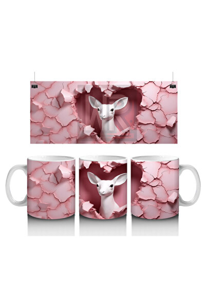 Luluyen غزال لطيف على جدار مكسور مع نمط قلب - كوب قهوة مطبوع