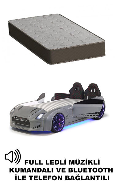 Ferramini Gri Arabalı Yatak Kapıları Açılan GTR Full Ledli Kumandalı ve Müzik...