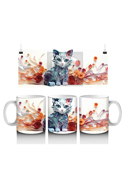 Luluyen Colorful Water Drops and Cat Pattern Mug – Printed Coffee Mug