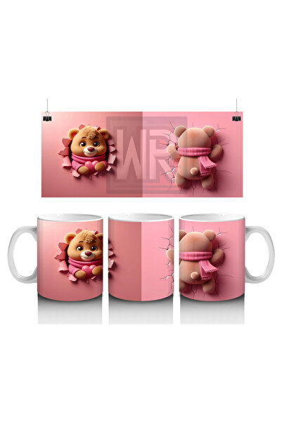 Luluyen Cute Teddy Bear Character Holding a Heart Figure (Front and Back) - P...