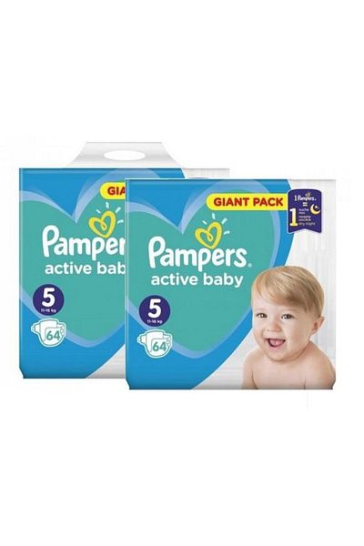 Pampers Pachet 2xPampers Active Baby Giant Pack - nr.5, 64 buc (128 buc)