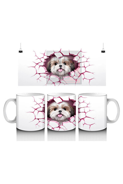 Luluyen كلب لطيف على نمط ممزق وردي - كوب مطبوع