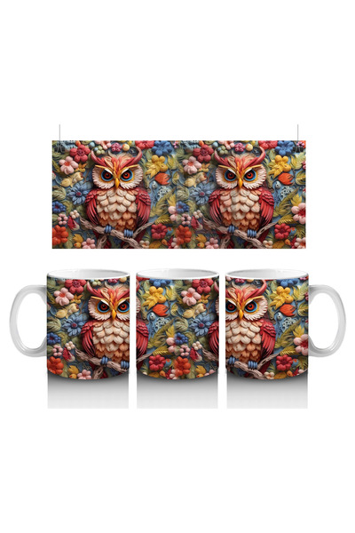 Luluyen كوب مطبوع عليه بومة مزدوجة مع خلفية ملونة