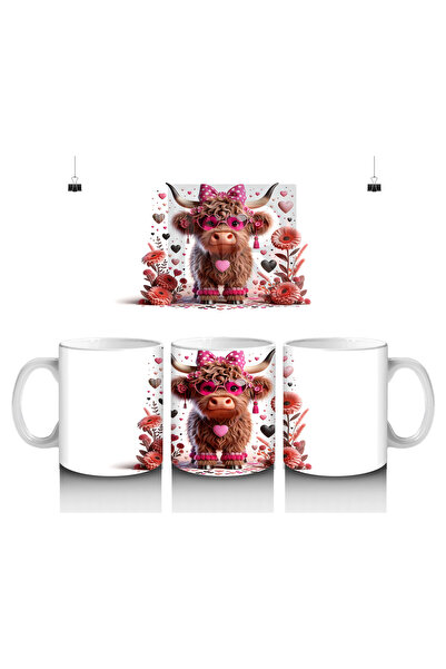 Luluyen حصان مبهجة مزين بالزهور الوردية – كوب قهوة مطبوع