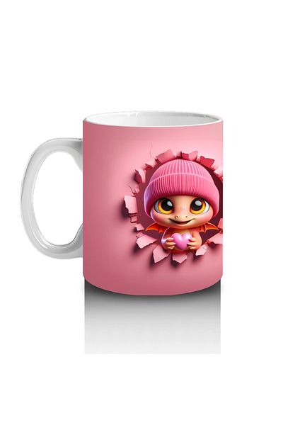 Luluyen Pink Beret Cute Dragon Character - Printed Coffee Mug