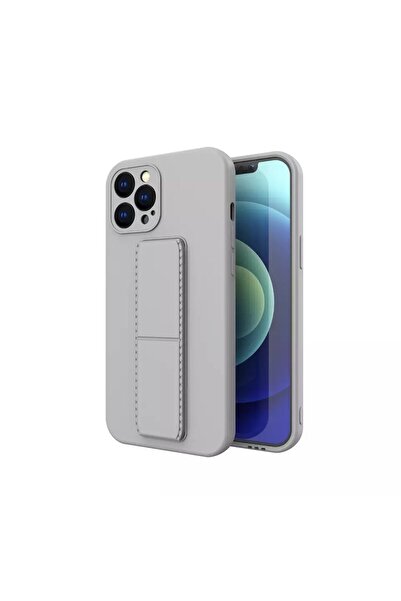 SOHO Protective Case with Metal Stand for iPhone 13 Pro, Silicone, Gray