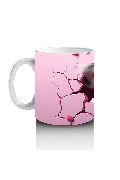 Luluyen Cute Koala Illustration on Pink Heart Background - Printed Coffee Mug