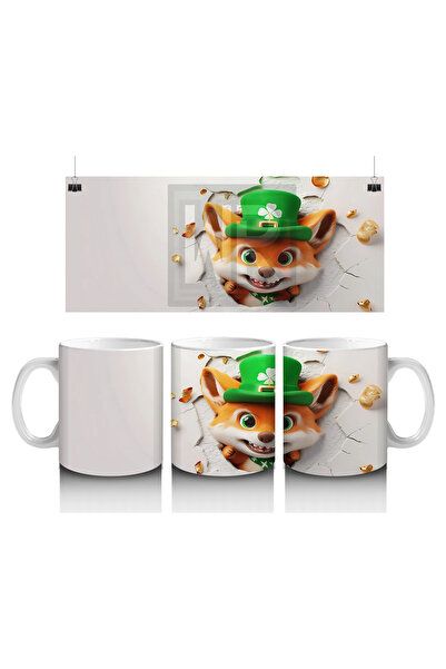 Luluyen لاعب الثعلب مع قبعة سانت باتريك - كوب قهوة مطبوع