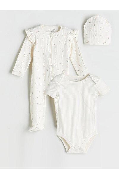 LC Waikiki LCW baby YENİ SEZON Çiçekli Kız Bebek Hastane Çıkış Seti