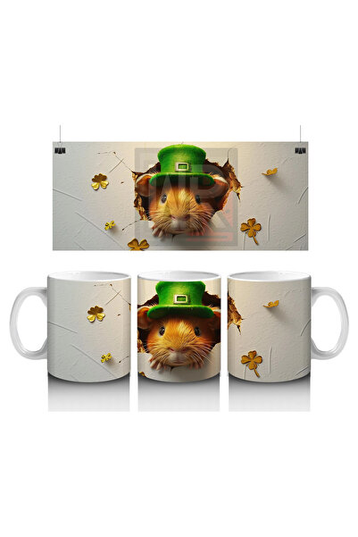 Luluyen هامستر ريشي مع قبعة سانت باتريك – كوب قهوة مطبوع