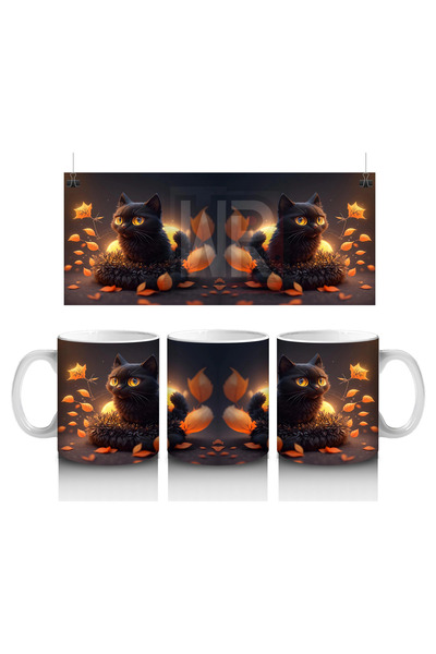 Luluyen أضواء القطط السوداء والقرع ذات طابع الهالوين - كوب مطبوع
