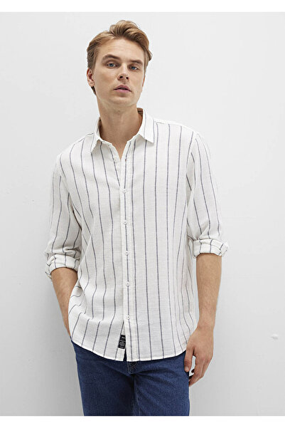 Mavi Cămașă albă pentru bărbați M0211712-90938 cu mânecă lungă