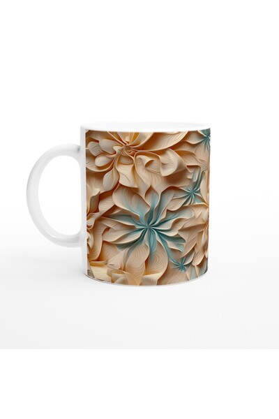 Luluyen كوب منقوش بأوراق حلزونية بألوان بيج