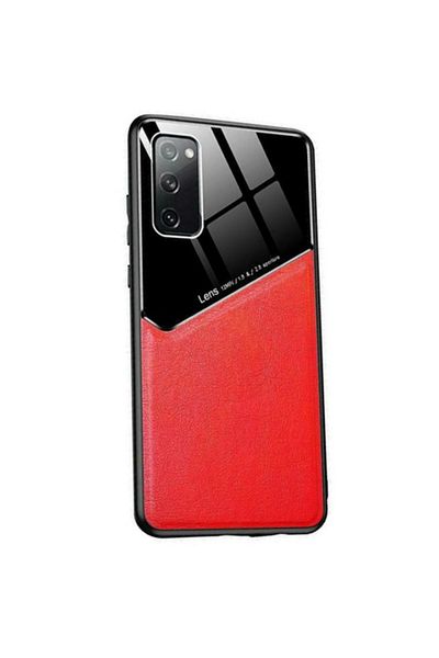 SOHO Husa pentru Samsung Galaxy S22 5G, bumper semiflexibil din piele ecologica, Rosu