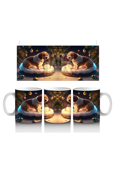 Luluyen Puppy Posing with Sparkling Candles – Printed Mug