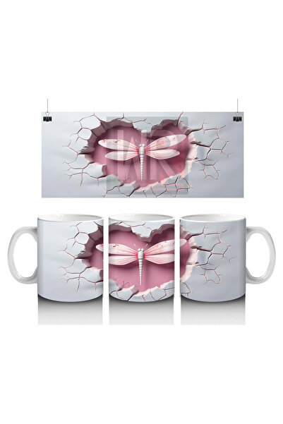 Luluyen نمط اليعسوب المتماثل على الشق الوردي - كوب قهوة مطبوع