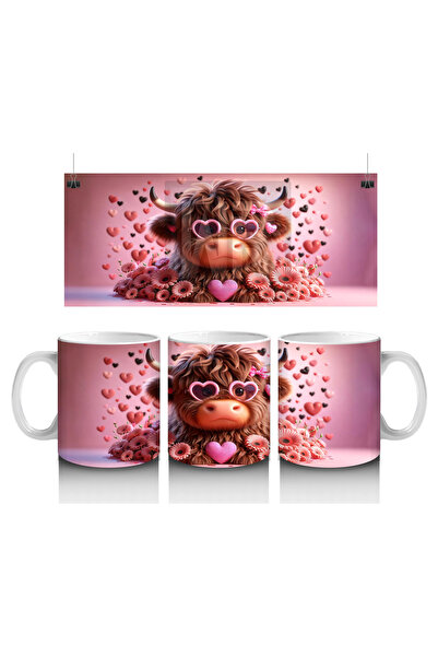 Luluyen Cute Bull Figure with Heart Pattern – Printed Mug
