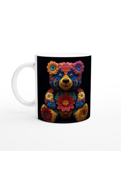 Luluyen Floral Cute Teddy Bear Themed Colorful Artistic Mug