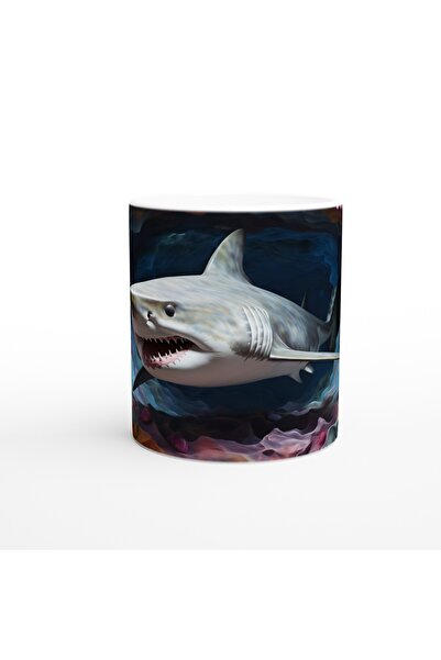 Luluyen Shark Underwater Themed Mug Cup among Corals in Pastel Tones