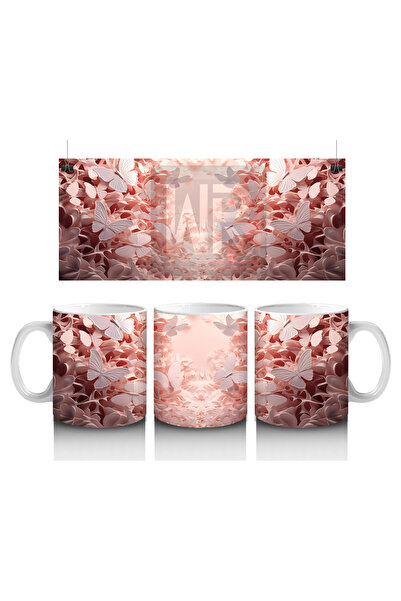 Luluyen فراشة متوهجة في حديقة الزهور الوردية - كوب قهوة مطبوع