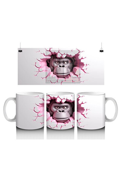 Luluyen غوريلا فضية اللون بين جدار متشقق - كوب قهوة مطبوع