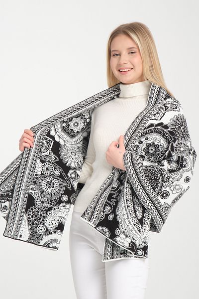 T Crazy T-Crazy Knitwear Ethnic Pattern Winter Knitwear Shawl, Double-Layer and Double-Sided Knitwear Knitted Shoulder Shawl