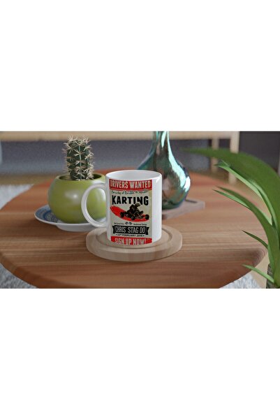 Luluyen Call to Karting Day Retro Banner Themed Mug Cup