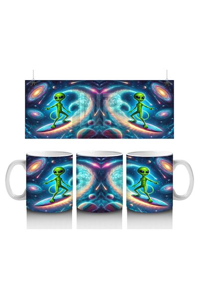 Luluyen Alien Surfing in Space Mug Cup That Makes Children Love Milk