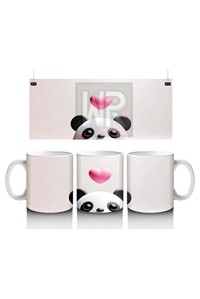 Luluyen Cute Panda Holding a Heart Balloon – Printed Mug