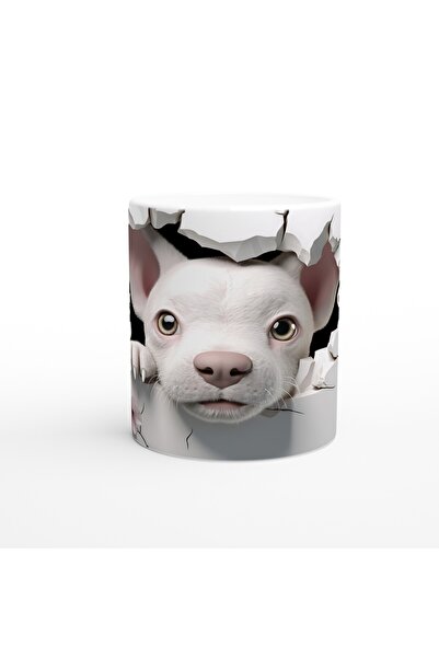 Luluyen كوب مطبوع عليه شكل كلب لطيف ينظر من خلال الجدار المتشقق