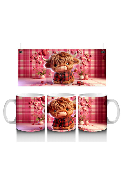 Luluyen ثور رومانسي على خلفية منقوشة مربعة - كوب قهوة مطبوع