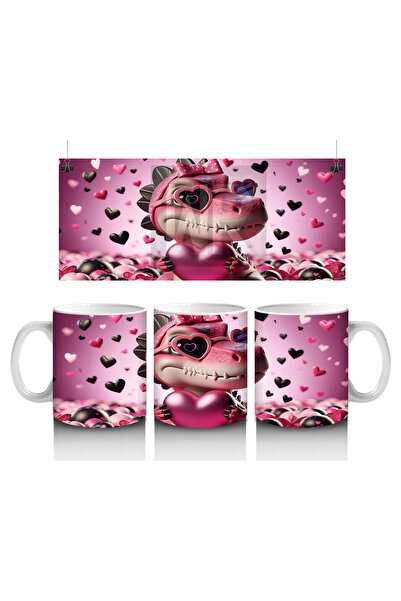 Luluyen ديناصور على شكل قلب مع عيون - كوب قهوة مطبوع