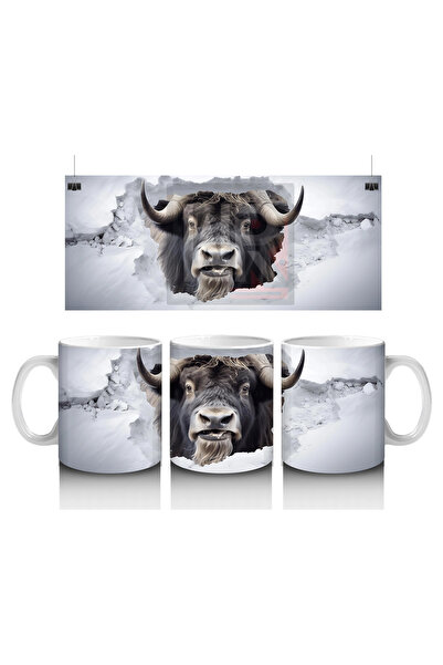 Luluyen ثور بري أمام الجبال الثلجية - كوب قهوة مطبوع