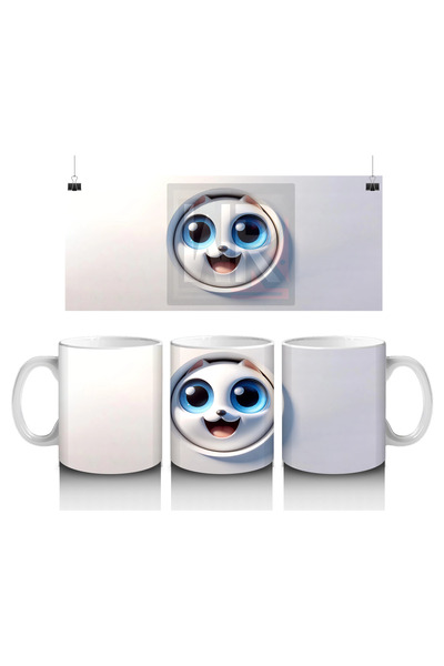 Luluyen Cute Character with Big Eyes and Crack Pattern Mug – Printed Mug Cup