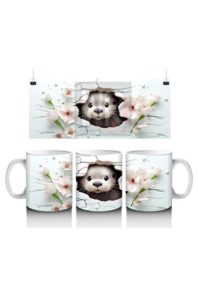 Luluyen دبليو دبليو سموثي لطيف بين الزهور البيضاء – كوب قهوة مطبوع