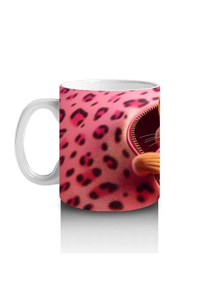 Luluyen Kitten with Heart on Leopard Patterned Background – Printed Coffee Mug