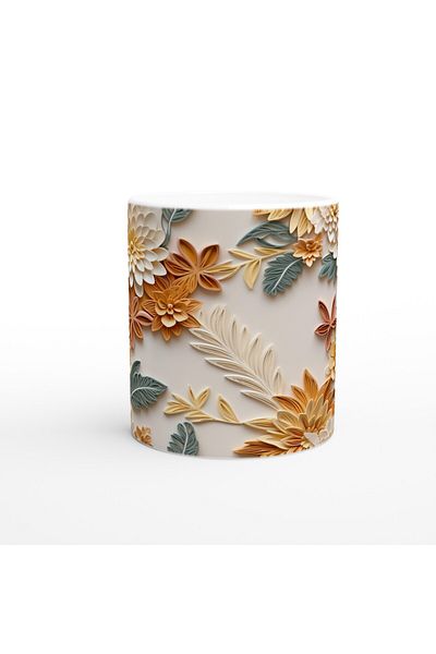 Luluyen Pastel Spring Flowers Relief Pattern Mug Cup