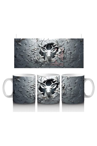 Luluyen Deer Head Silhouette in the Dark Crack – Printed Coffee Mug