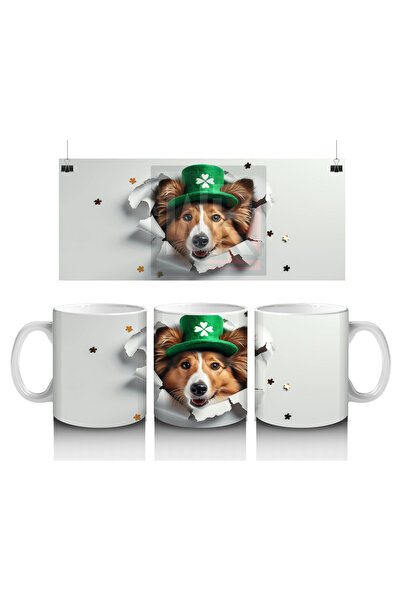 Luluyen كلب محظوظ مع قبعة بين جدار متشقق - كوب قهوة مطبوع