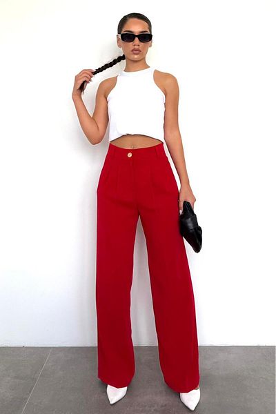 Madmext Red Women's Palazzo Pants Mg2525