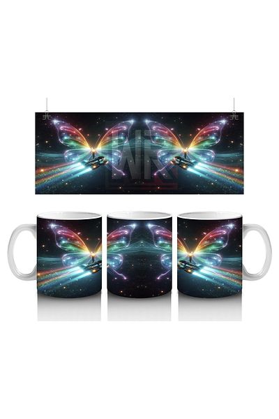 Luluyen Space Butterfly Patterned Mug with Rainbow Wings That Makes Children Love Milk