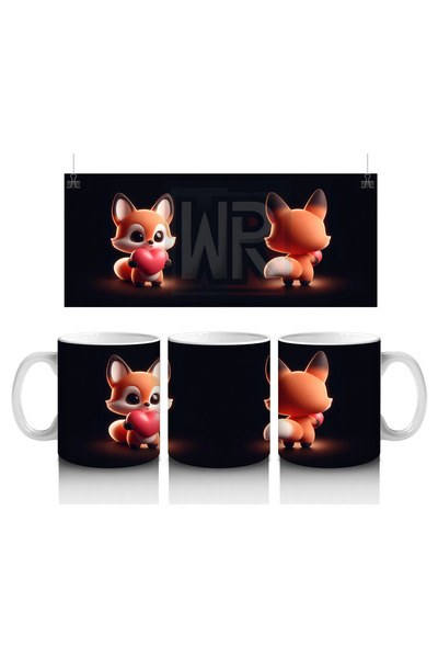 Luluyen زوج من الثعالب اللطيفة على خلفية داكنة - كوب مطبوع